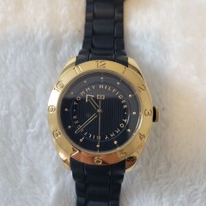 Tommy Hilfiger Women's Watch - Black Band & Gold Watch Face